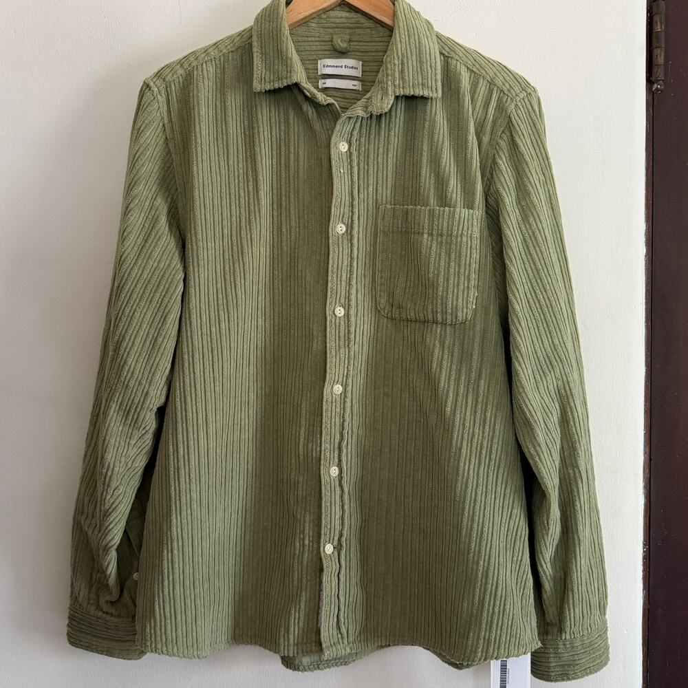 EDMMOND Studios | Sage Green Wide Wale Corduroy Button up shirt | Large